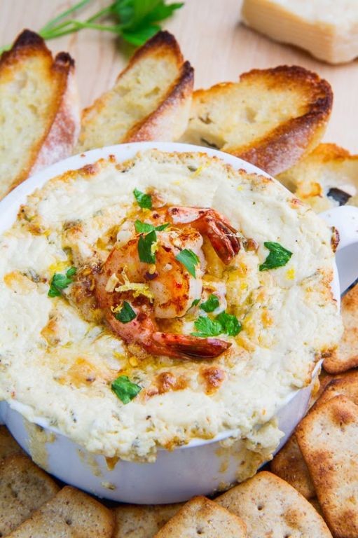 Shrimp Scampi Dip with Toasted Baguette