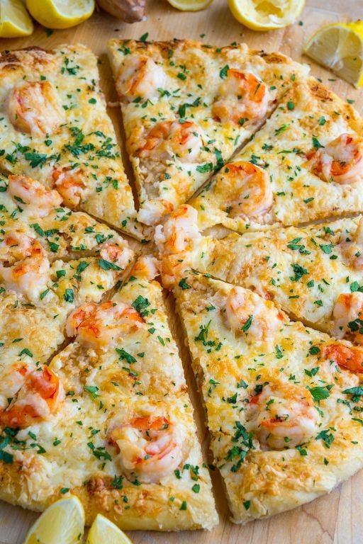 Shrimp Scampi Pizza with Garlic Butter Crust