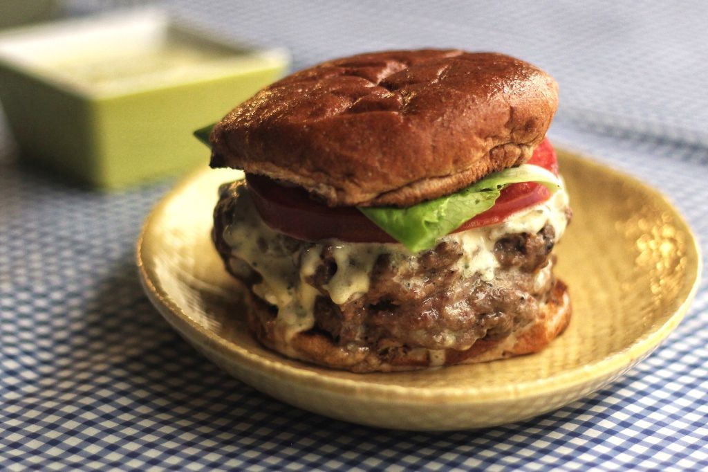 Skillet Blue Cheese Stuffed Hamburger