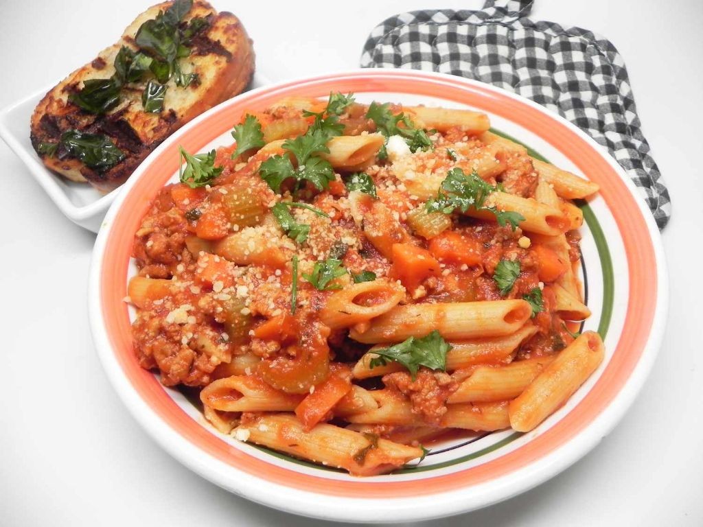 Spicy Turkey Bolognese with Penne