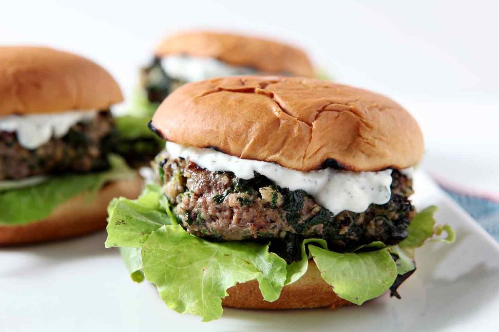 Spinach and Feta Stuffed Burgers
