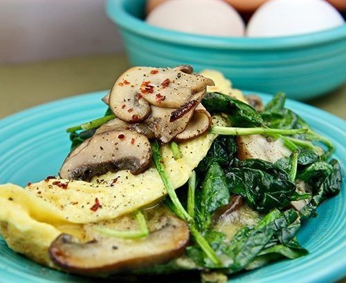 Spinach and mushroom omelette