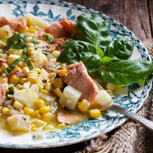 Steelhead Trout Chowder with Corn and Bacon