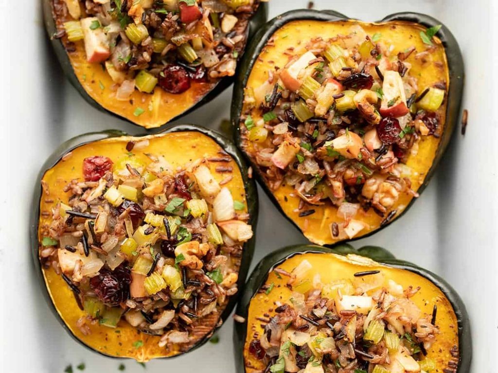 Stuffed Acorn Squash with Wild Rice