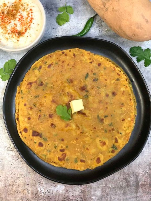 Sweet Potato Paratha with Ghee