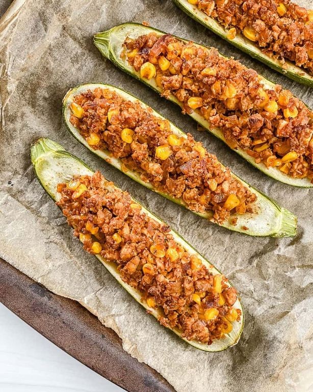 Tex-Mex Zucchini Boats with Corn and Avocado