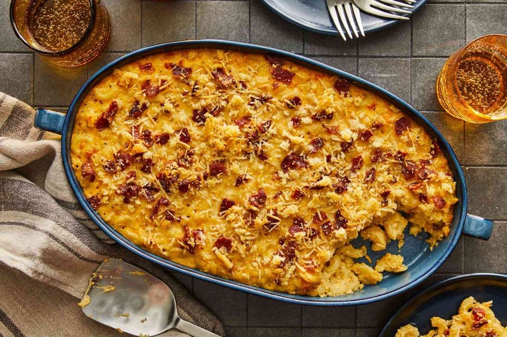 Three-Cheese Elbow Macaroni with Bacon