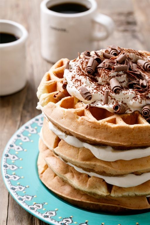Tiramisu Sugar Waffles with Coffee Glaze