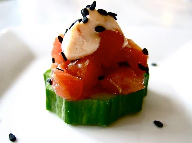 Tuna Tartare on Cucumber Slices