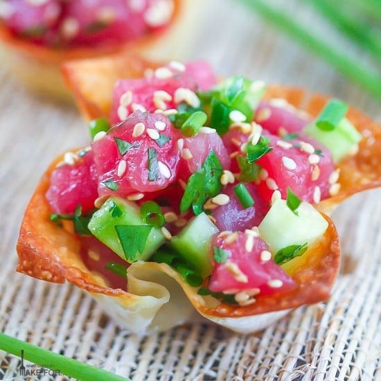 Tuna Tartare with Crispy Wontons