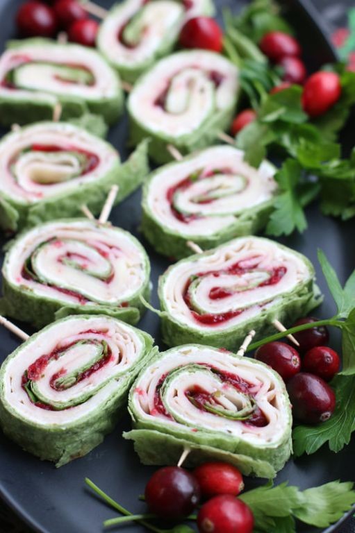 Turkey and Cranberry Cream Cheese Pinwheels