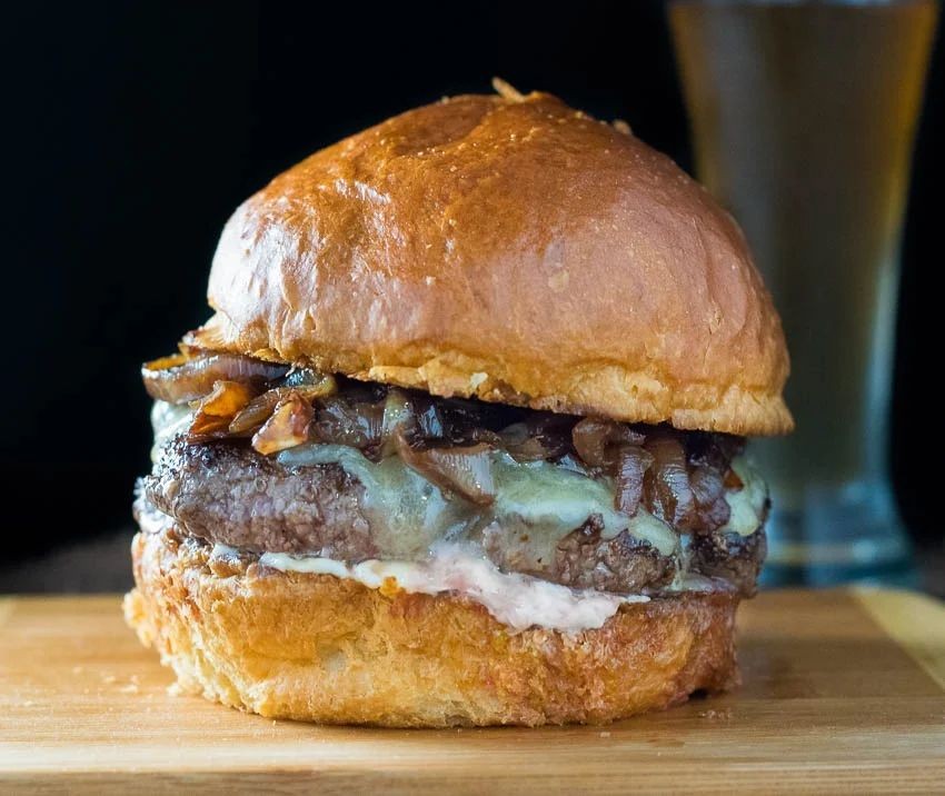 Wagyu Beef Burgers with Caramelized Onions
