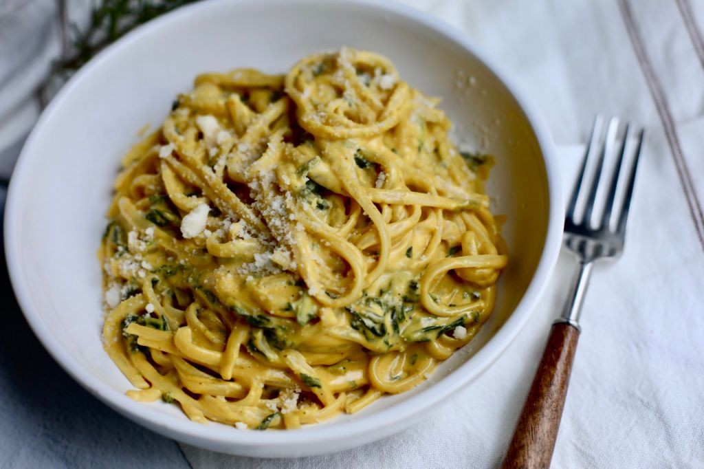 White Pumpkin and Spinach Pasta