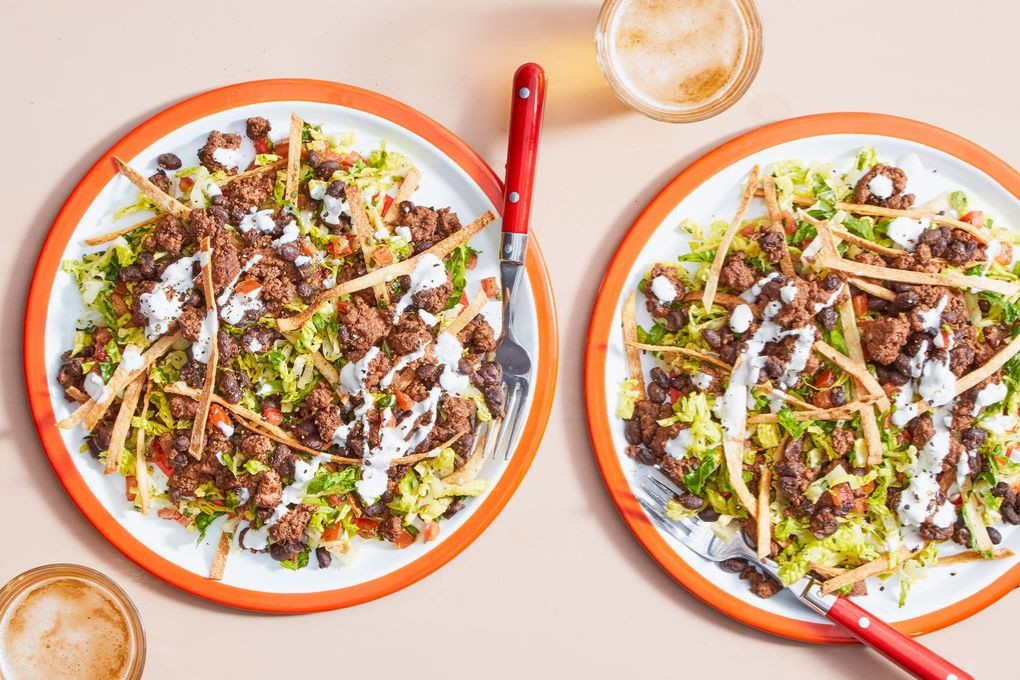 Zesty Hamburger and Chorizo Taco Salad